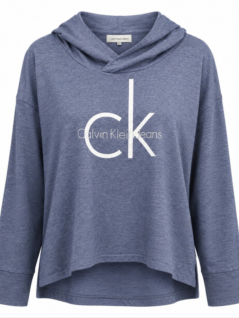 CALVIN KLEIN JEANS | Navy Logo Oversized Lightweight Hoodie High Low | XXL - Picture 13 of 14